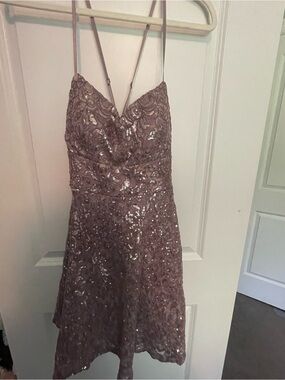 Emerald Sundae Lace & Sequin Slip in Dusty Mauve #hoco #semi